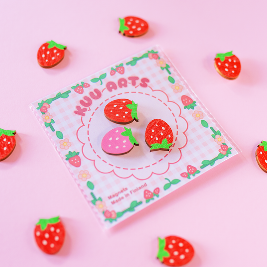 Mansikat | Puinen magneettisetti