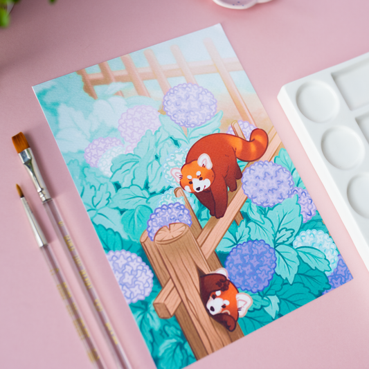 Kultapandat & hortensiat | Taideprintti